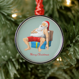 Ornamento De Metal Papai Noel na véspera de Natal