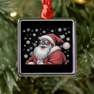 Ornamento De Metal Papai Noel preto africano americano Natal 