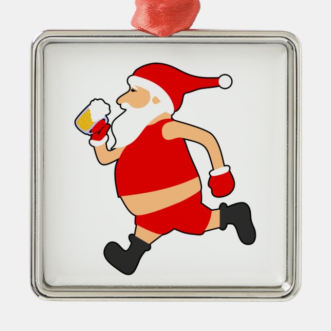 Ornamento De Metal papais noeis de cerveja engraçadas natal (Frente)