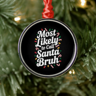 Ornamento De Metal Papais noeis de Natal da Família Bruh Xmas