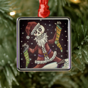 Ornamento De Metal Papais noeis DE OSSOS DE JINGLE, ESQUELETO DE FÉR