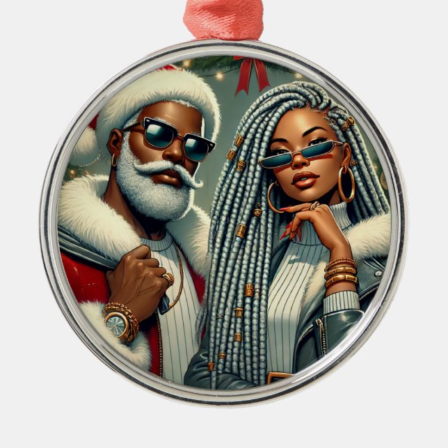 Ornamento De Metal Papais noeis do Festivo (Frente)