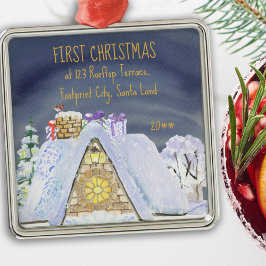 Ornamento De Metal Papais noeis do primeiro Natal para novos endereço