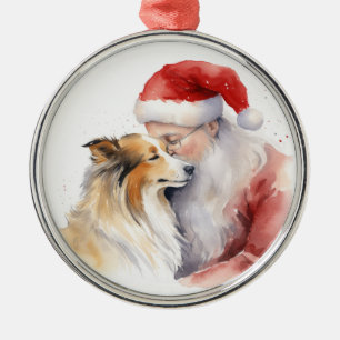 Ornamento De Metal Papais noeis e Sheltie