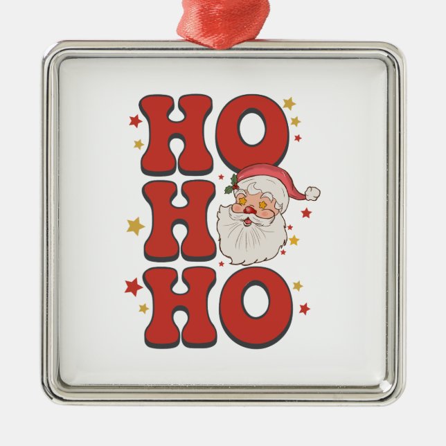Ornamento De Metal Papais noeis Ho Ho Ho Gift Xmas (Frente)