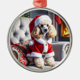 Ornamento De Metal Papais noeis Poodle Natal