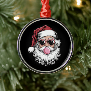 Ornamento De Metal Papais noeis Retro com Óculos Soprando Bolha Natal