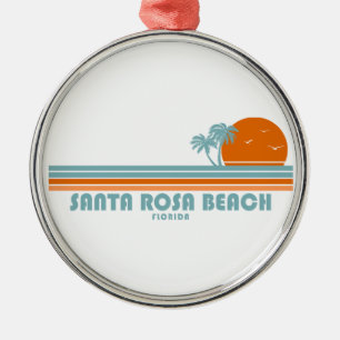 Ornamento De Metal Papais noeis Rosa Beach Florida Sun Palm Trees