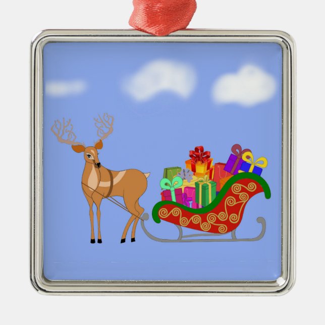 Ornamento De Metal Papais noeis Sleigh (Frente)