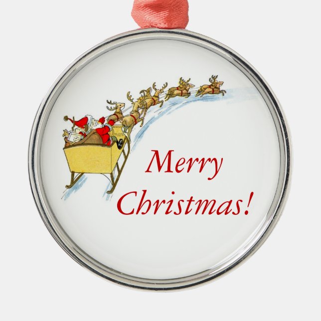 Ornamento De Metal Papais noeis Sleigh Ride (Frente)