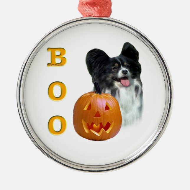 Ornamento De Metal Papillon Halloween BOO (Frente)