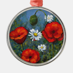 Ornamento De Metal Papoilas e margaridas: Arte floral, flores