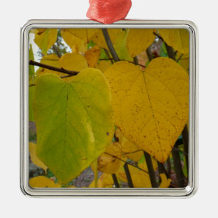 Ornamento De Metal Par de Redbud de Queda Deixa Fotografia de outono