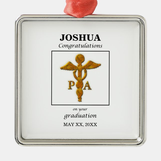 Ornamento De Metal Parabéns de Graduação Assistente Médico (Frente)