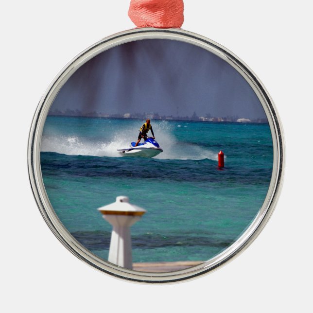 Ornamento De Metal Paraíso de Jet Ski (Frente)