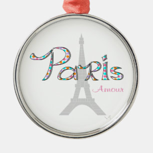 Ornamento De Metal PARIS Amour com Torre Eiffel