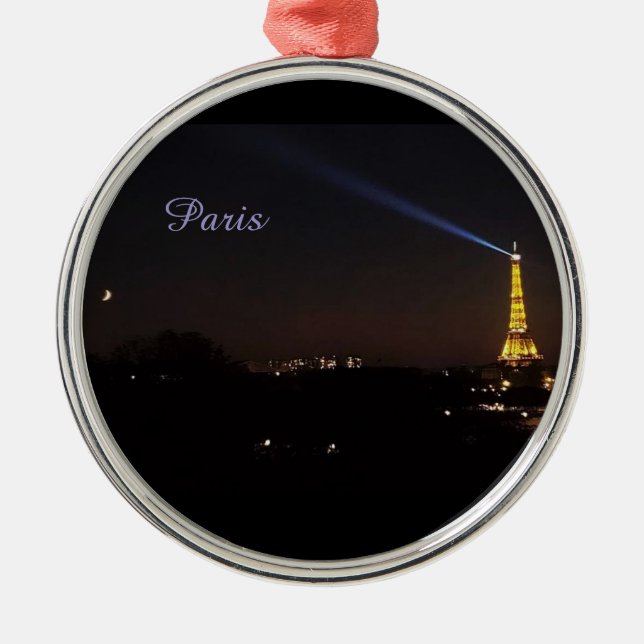Ornamento De Metal Paris Eiffel Tower at Night (Frente)