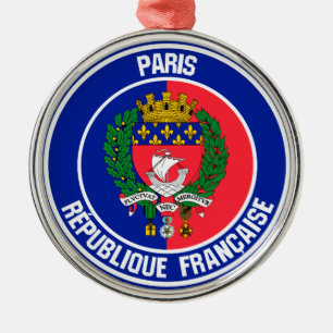 Ornamento De Metal Paris Round Emblem