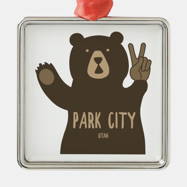 Ornamento De Metal Park City Utah Peace Bear (Frente)