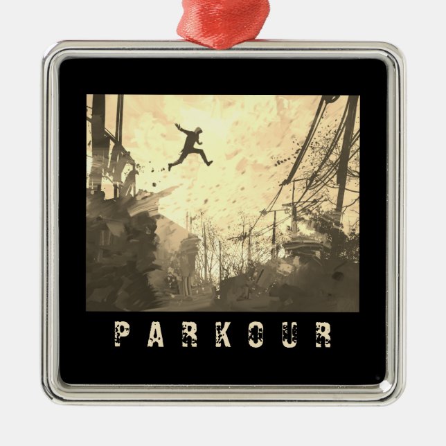 Ornamento De Metal Parkour Urban Free Runling Free Styling Art Sepia (Frente)
