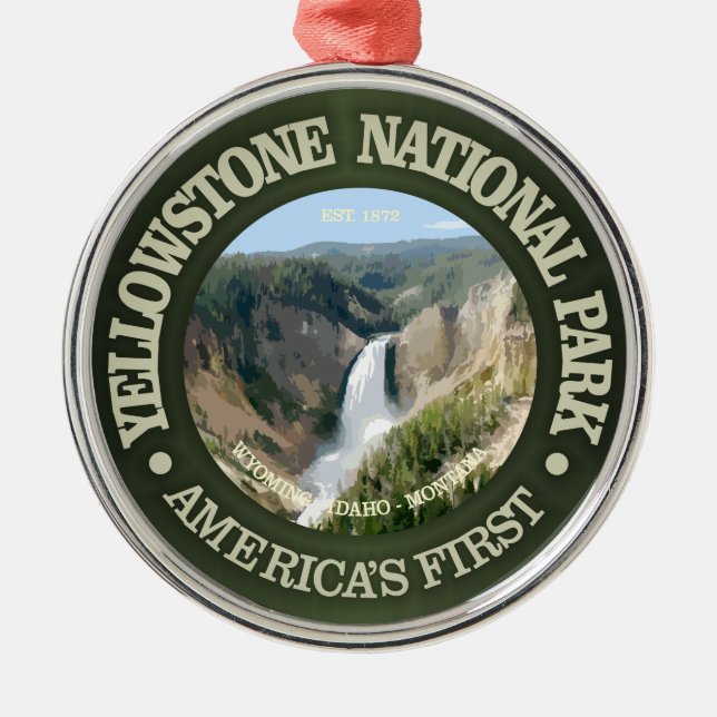 Ornamento De Metal Parque Nacional Yellowstone (quedas) (Frente)