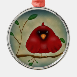 Ornamento De Metal Pássaro Cardinal Vermelho