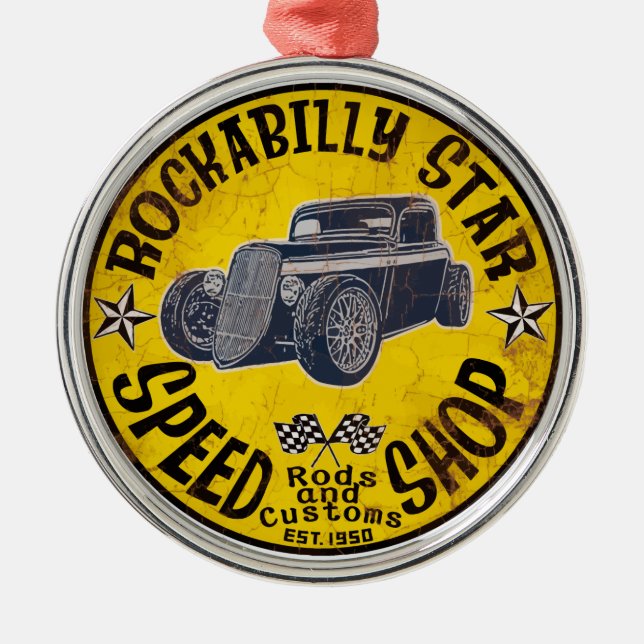 Ornamento De Metal Passeio Rockabilly (Frente)