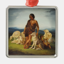 Ornamento De Metal Pastor numa paisagem rural