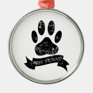 Ornamento De Metal Pata De Cachorro Com Fita