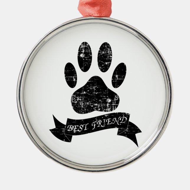 Ornamento De Metal Pata De Cachorro Com Fita (Frente)