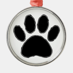 Ornamento De Metal Pata De Cão Desenhando Em Preto
