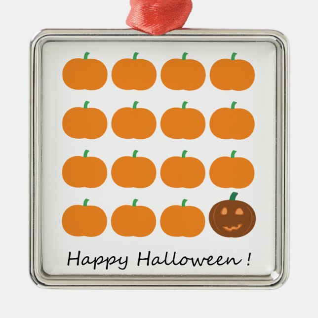 Ornamento De Metal Patch de Abóbora Feliz Halloween (Frente)