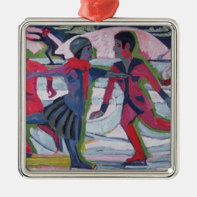 Ornamento De Metal Patinadores de gelo (Frente)