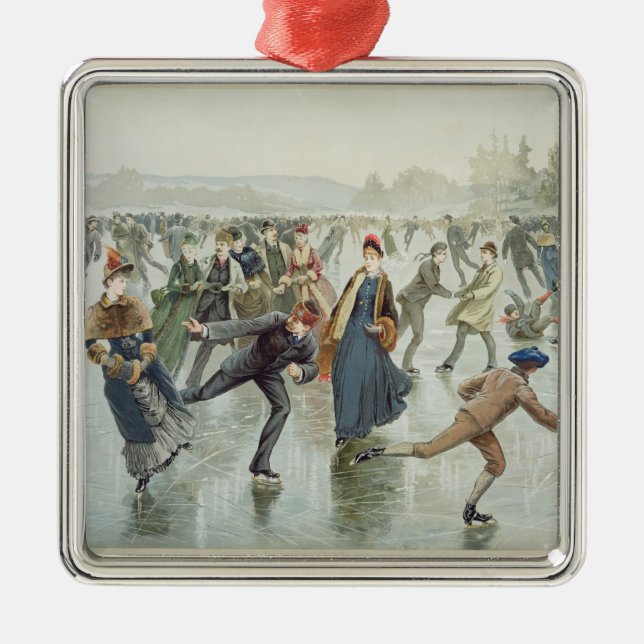 Ornamento De Metal Patinagem, publicada por L. Prang e Co. (Frente)