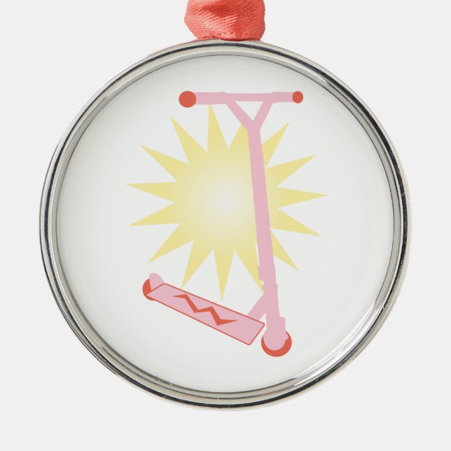 Ornamento De Metal Patinete cor-de-rosa (Frente)