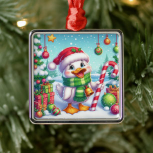 Ornamento De Metal Pato de Natal bonito e colorido