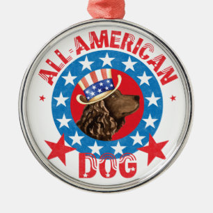 Ornamento De Metal Patriótica American Water Spaniel