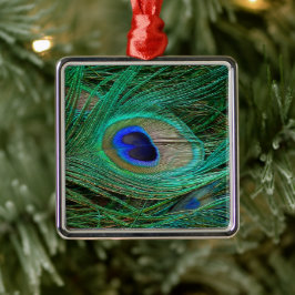 Ornamento De Metal Pavão Azul