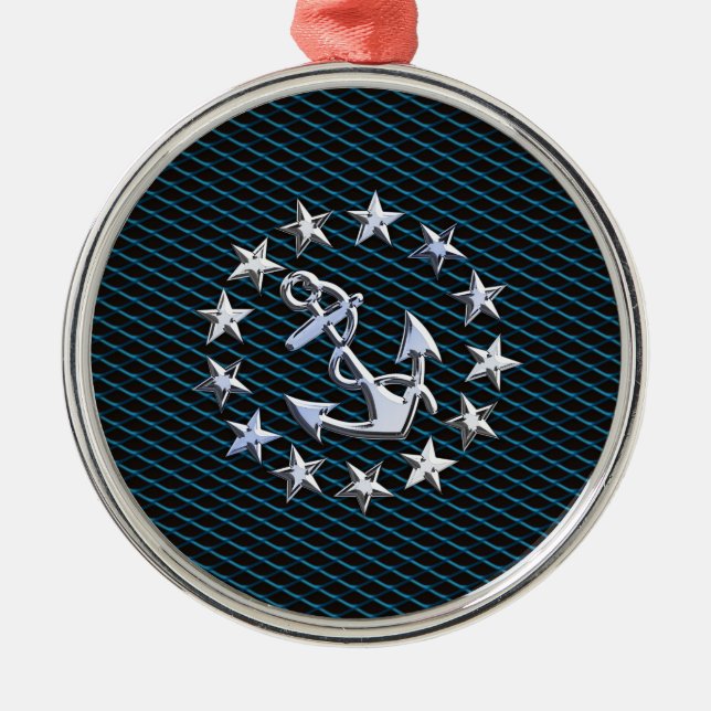 Ornamento De Metal Pavilhão do Yacht do Estilo Cromo Azul no Impressã (Frente)