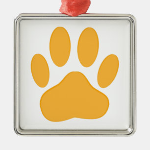 Ornamento De Metal Pawprint do Cachorro Laranja