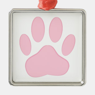 Ornamento De Metal Pawprint Rosa