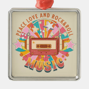 Ornamento De Metal Paz amor e rock & roll