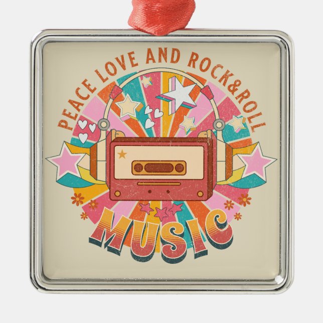 Ornamento De Metal Paz amor e rock & roll (Frente)