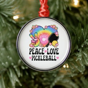 Ornamento De Metal Paz Amor Pickleball