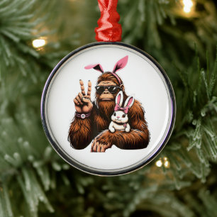 Ornamento De Metal Pé Grande Coelho Divertido Dia de Páscoa Sasquatch