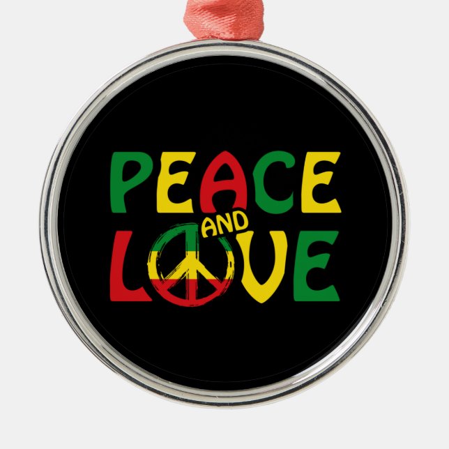 Ornamento De Metal PEACE and LOVE, estilo reggag (Frente)