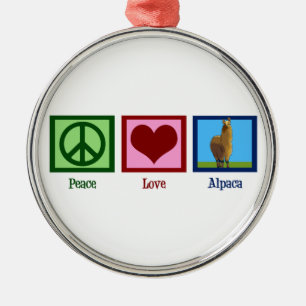 Ornamento De Metal Peace Love Alpaca