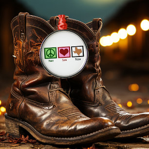 Ornamento De Metal Peace Love Texas