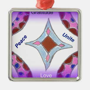 Ornamento De Metal Peace Love Unity hakuna matata .png