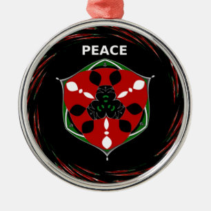 Ornamento De Metal "Peace: with Shield Emblem" Art Impressão